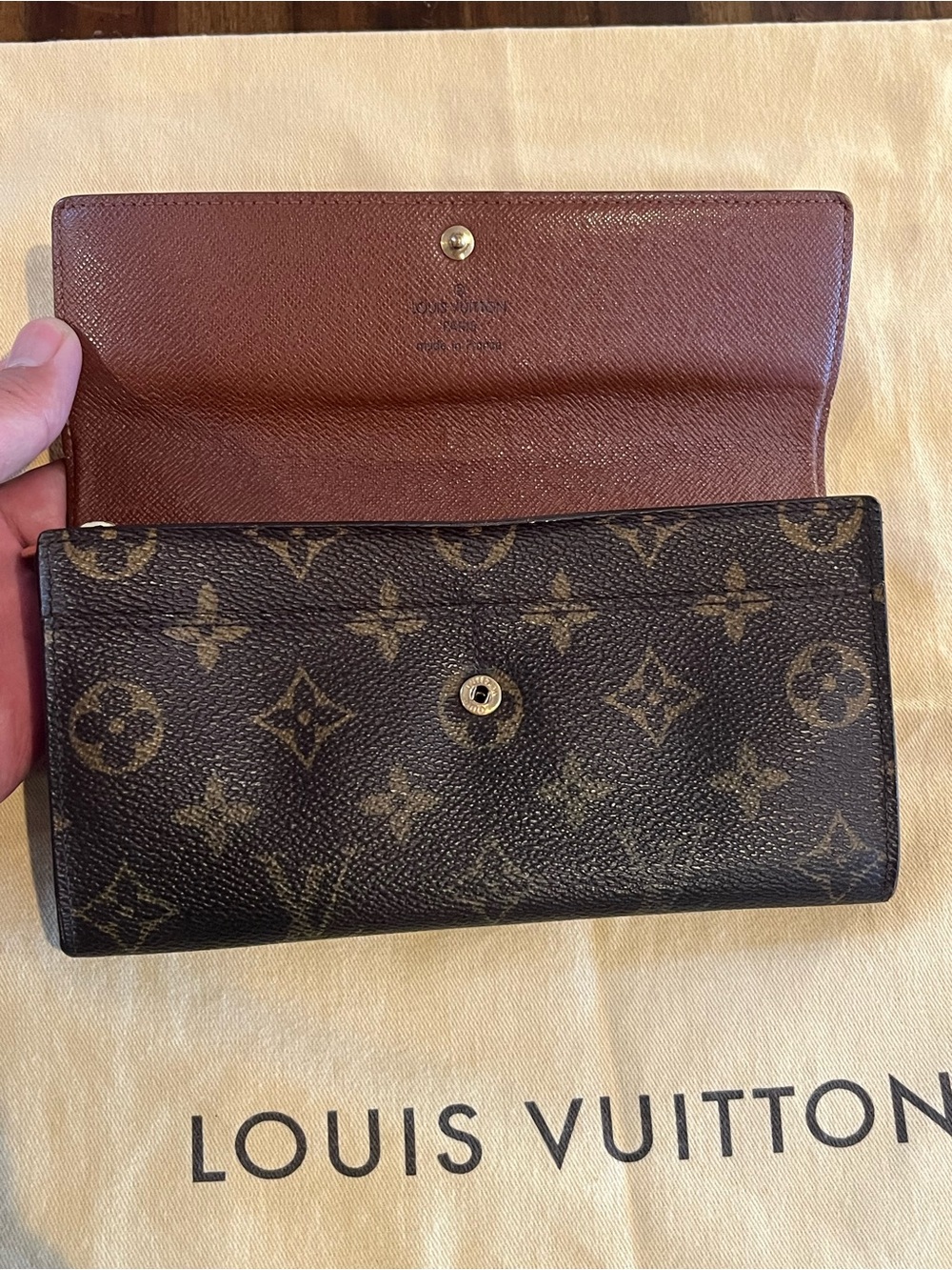 Louis Vuitton Monogram Canvas Dark Brown Continental Wallet with Gold Snap - Picture 3 of 7